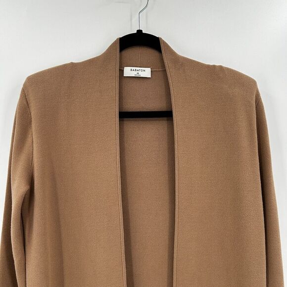 ARITZIA Babaton Camel Brown Long Duster Shoulder Pad Knit Cardigan Sweater XS - Picture 4 of 8